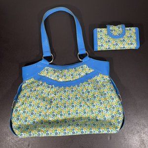 Vera Bradley - Frill Bridge Tote - ENGLISH MEADOW - With Matching Wallet